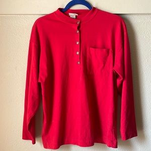 Vintage red long sleeve button tee by Carriage Court Sport